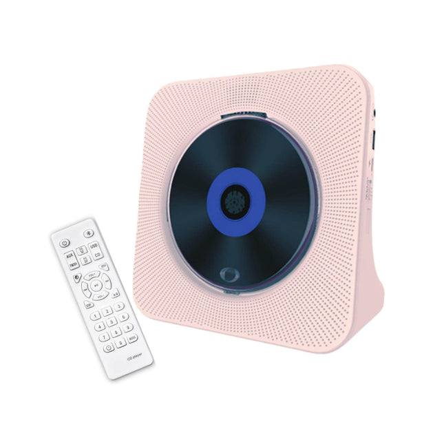 Tooleroo USB Rechargeable Desktop CD Player Speaker – Bluetooth Portable Pink.