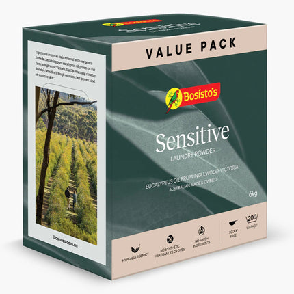 Bosisto's 6Kg Senstive Laundry Powder Refill - Eco Eucalyptus Washing Detergent.