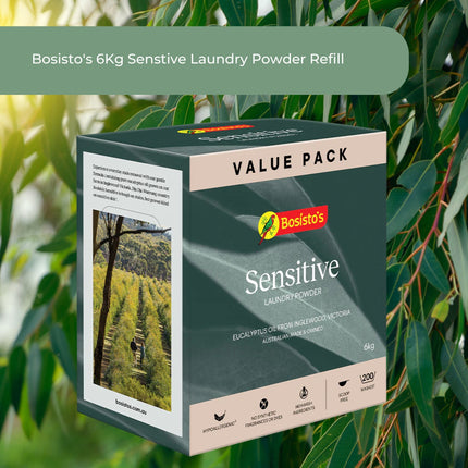 Bosisto's 6Kg Senstive Laundry Powder Refill - Eco Eucalyptus Washing Detergent.