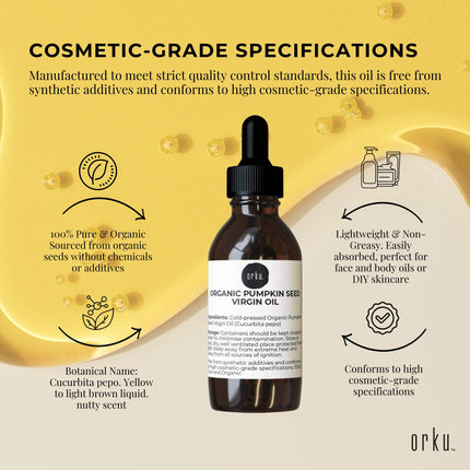 Orku 25ml Organic Pumpkin Seed Oil – Virgin Cold Pressed Unrefined Cosmetic Gr..