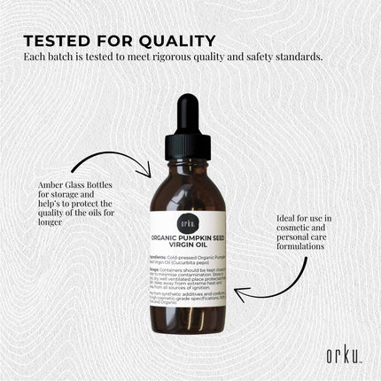 Orku 25ml Organic Pumpkin Seed Oil – Virgin Cold Pressed Unrefined Cosmetic Gr..