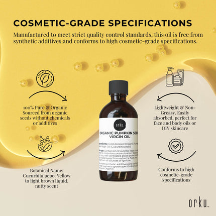 Orku 100ml Organic Pumpkin Seed Oil – Virgin Cold Pressed Unrefined Cosmetic Gr..