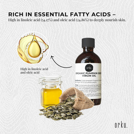 Orku 100ml Organic Pumpkin Seed Oil – Virgin Cold Pressed Unrefined Cosmetic Gr..