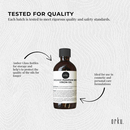 Orku 100ml Organic Pumpkin Seed Oil – Virgin Cold Pressed Unrefined Cosmetic Gr..