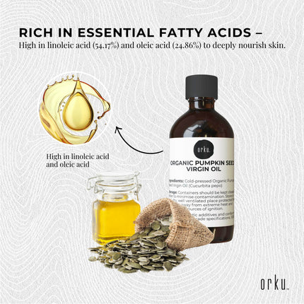 Orku 250ml Organic Pumpkin Seed Oil – Virgin Cold Pressed Unrefined Cosmetic Gr..