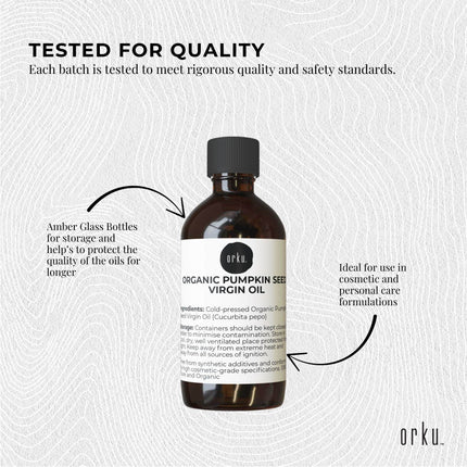 Orku 250ml Organic Pumpkin Seed Oil – Virgin Cold Pressed Unrefined Cosmetic Gr..