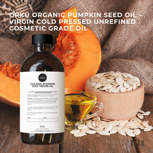Orku 500ml Organic Pumpkin Seed Oil – Virgin Cold Pressed Unrefined Cosmetic Gr..