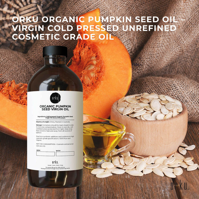 Orku 1L Organic Pumpkin Seed Oil – Virgin Cold Pressed Unrefined Cosmetic Gr..
