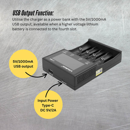 LiitoKala Lii-M4S Battery Charger LCD 4-Slot USB Li-ion NiMH Test Discharge Mode.