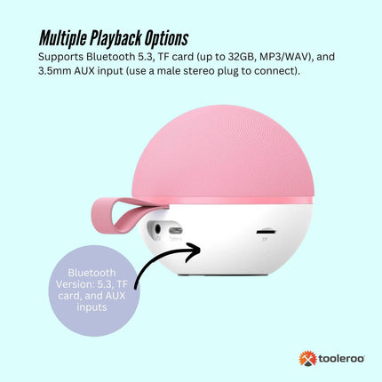 Mini Karaoke Machine and 2x Wireless Microphones Portable Bluetooth Speaker Pink.