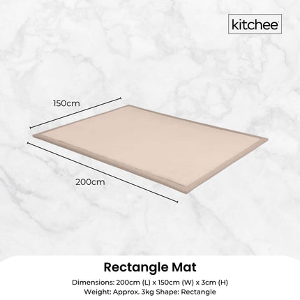 Kitchee Foam Floor Mat 150x200cm - Padded Thick Deep Soft Tatami Style Rug Cream.