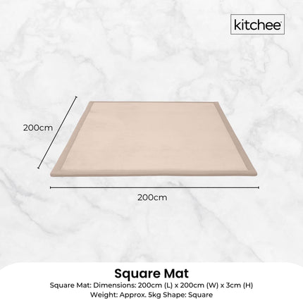 Kitchee Foam Floor Mat 200x200cm - Padded Thick Deep Soft Tatami Style Rug Cream.
