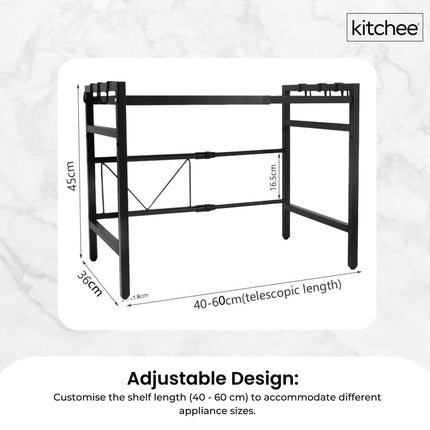 Kitchee Microwave Single Shelf - Expanding Storage Rack Kitchen Organiser Stand.