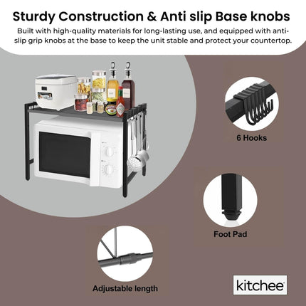 Kitchee Microwave Single Shelf - Expanding Storage Rack Kitchen Organiser Stand.