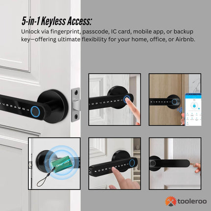 Tooleroo Digital Smart Door Lock Handle - 5in1 Keypad Home Entry Security System.