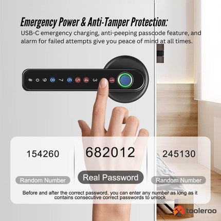 Tooleroo Digital Smart Door Lock Handle - 5in1 Keypad Home Entry Security System.