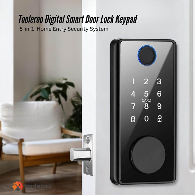 Tooleroo Digital Smart Door Lock Keypad - 5-in-1  Home Entry Security System.