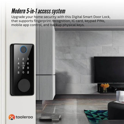 Tooleroo Digital Smart Door Lock Keypad - 5-in-1  Home Entry Security System.