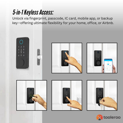Tooleroo Digital Smart Door Lock Keypad - 5-in-1  Home Entry Security System.