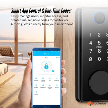 Tooleroo Digital Smart Door Lock Keypad - 5-in-1  Home Entry Security System.