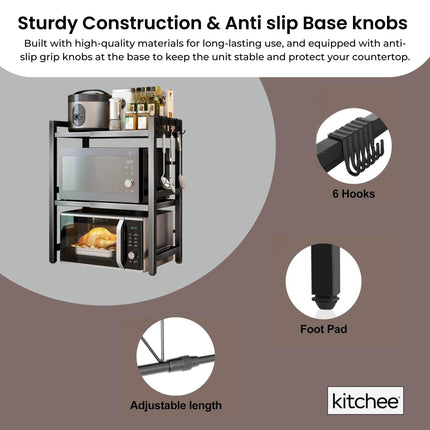 Kitchee Microwave Double Shelf - Expanding Storage Rack Kitchen Organiser Stand.
