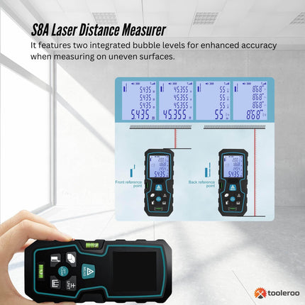 Tooleroo 40m Digital Laser Distance Measurer - LCD Area Volume Meter Tool.