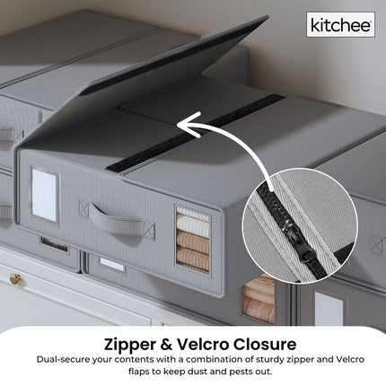 1x Kitchee Foldable Bed Sheet Storage Box - Linen and Closet Organiser Grey.