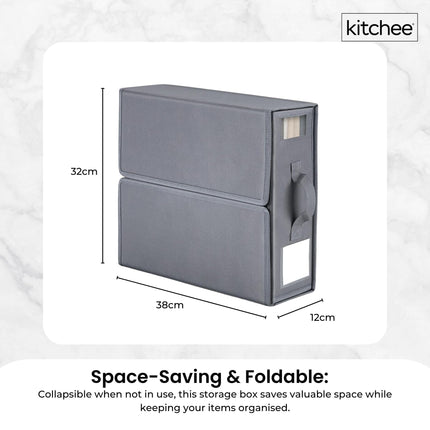 1x Kitchee Foldable Bed Sheet Storage Box - Linen and Closet Organiser Grey.