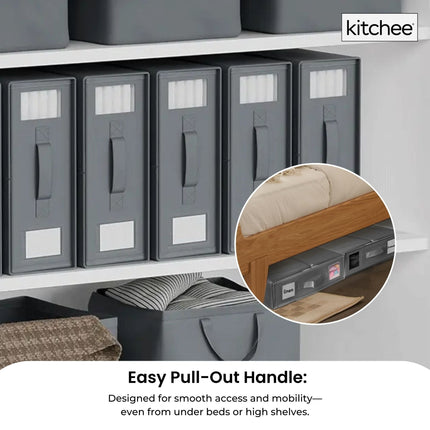 1x Kitchee Foldable Bed Sheet Storage Box - Linen and Closet Organiser Grey.