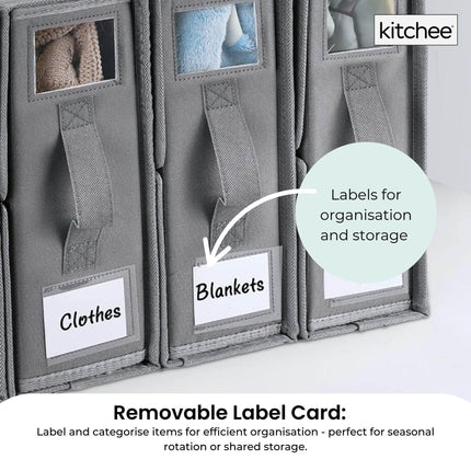 4x Kitchee Foldable Bed Sheet Storage Box - Linen and Closet Organiser Grey.
