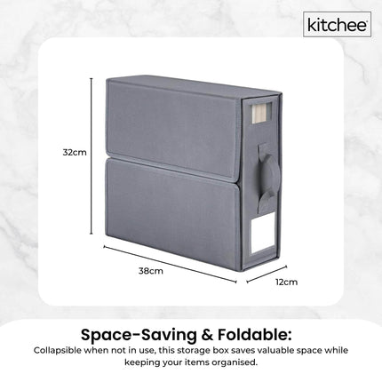4x Kitchee Foldable Bed Sheet Storage Box - Linen and Closet Organiser Grey.