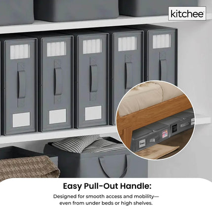 10x Kitchee Foldable Bed Sheet Storage Box - Linen and Closet Organiser Grey.