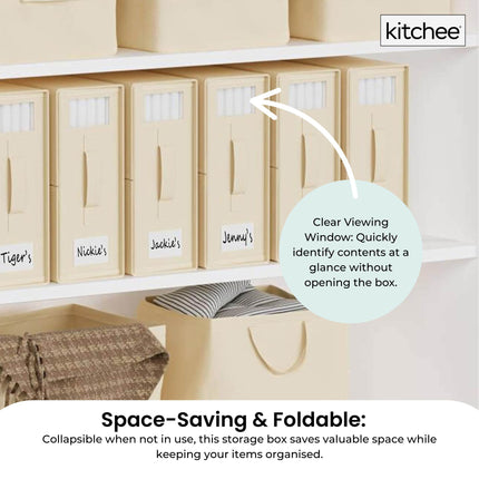 1x Kitchee Foldable Bed Sheet Storage Box - Linen and Closet Organiser Beige.