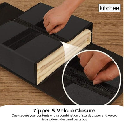 1x Kitchee Foldable Bed Sheet Storage Box - Linen and Closet Organiser Black.