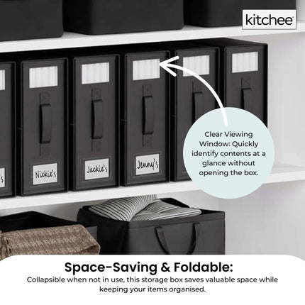1x Kitchee Foldable Bed Sheet Storage Box - Linen and Closet Organiser Black.
