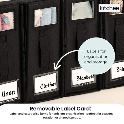 1x Kitchee Foldable Bed Sheet Storage Box - Linen and Closet Organiser Black.