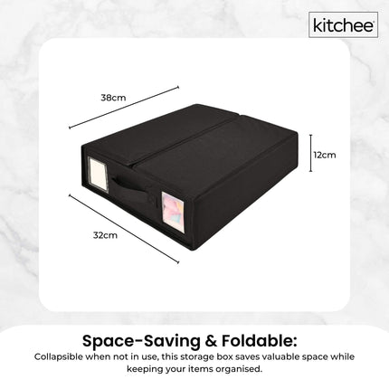 1x Kitchee Foldable Bed Sheet Storage Box - Linen and Closet Organiser Black.