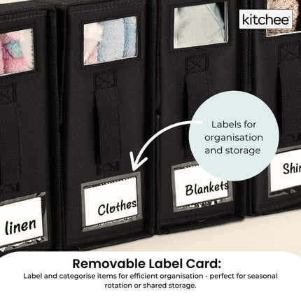 4x Kitchee Foldable Bed Sheet Storage Box - Linen and Closet Organiser Black.