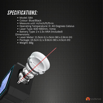Tooleroo 70m Digital Laser Distance Measurer - LCD Area Volume Meter Tool.