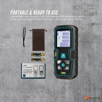 Tooleroo 100m Digital Laser Distance Measurer - LCD Area Volume Meter Tool.
