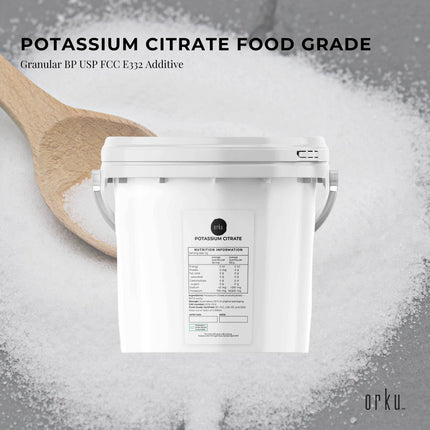 Orku 5Kg Potassium Citrate Food Grade Tub - Granular BP USP FCC E332 Additive.