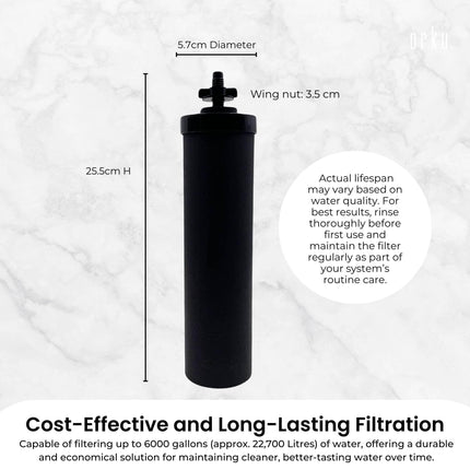 Orku Carbon Block Filter Cartridge - Replacement for Berkey BB9-2 Gravity Filter.