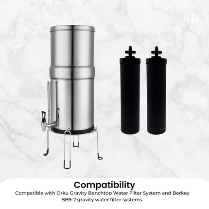 Orku Carbon Block Filter Cartridge - Replacement for Berkey BB9-2 Gravity Filter.