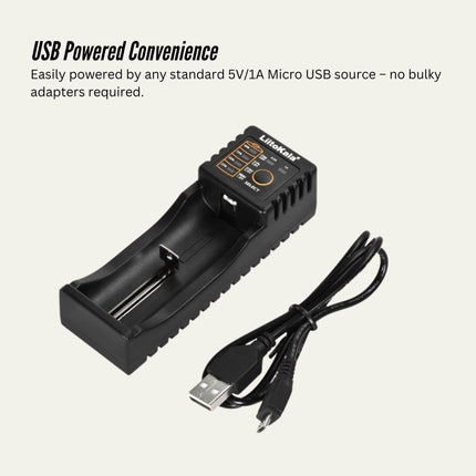 LiitoKala Lii-100 Smart Battery Charger - USB Output for 18650 AA AAA Li-ion NiMH.