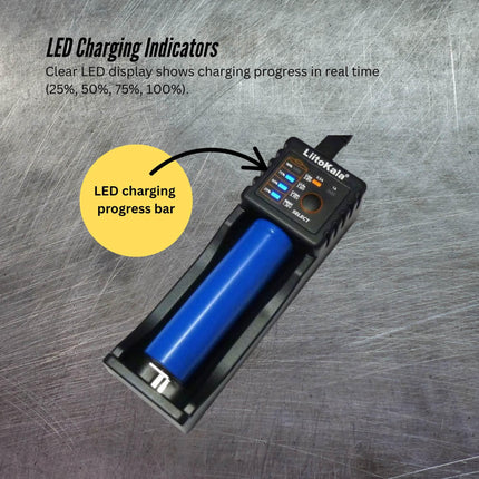 LiitoKala Lii-100 Smart Battery Charger - USB Output for 18650 AA AAA Li-ion NiMH.
