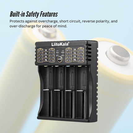 LiitoKala Lii-402 Smart Battery Charger - 4-Slot USB for 18650 AA AAA Li-ion NiMH.