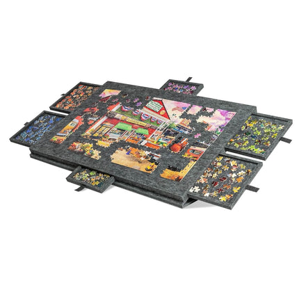 Social Hike Puzzle Board 1000 pcs - Felt Tilting Portable Cover + Drawers Grey.