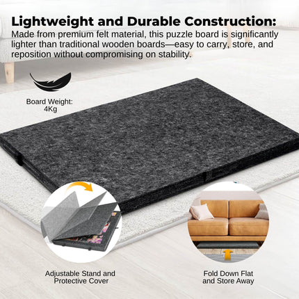 Social Hike Puzzle Board 1500 pcs - Felt Tilting Portable Cover + Drawers Grey.