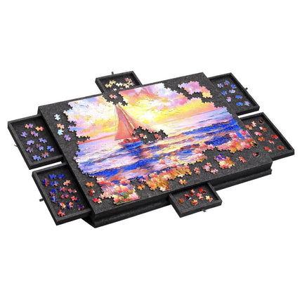 Social Hike Puzzle Board 1500 pcs - Felt Tilting Portable Cover + Drawers Grey.