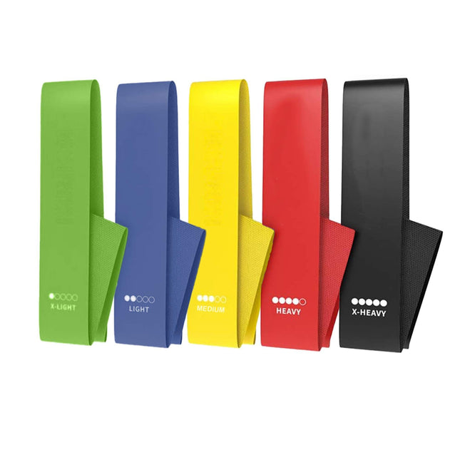 Social Hike Resistance Bands 5-Pack – Anti-Slip Latex Workout Loops 2.3–18.1kg.